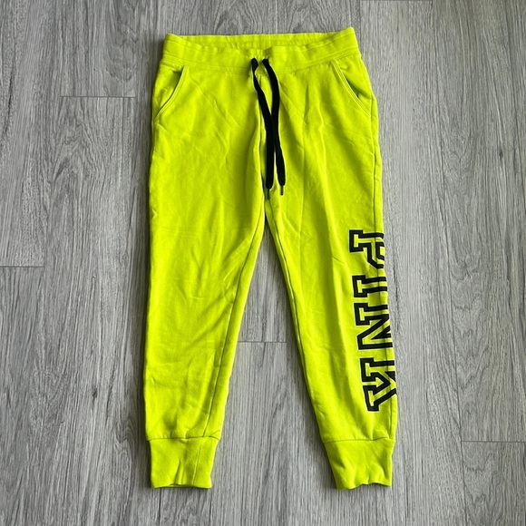 PINK Victoria's Secret Pants - Victoria Secret PINK Neon Yellow/Green Sweat Pants Size M